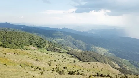 Epic Aerial Drone Panoramic Flight Wild Serbian Mountains Kopaonik Landscape Stock Footage 91458048