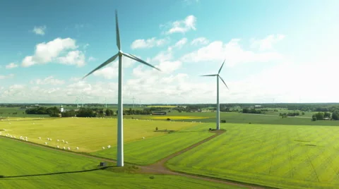 Epic Aerial drone shot of wind wheel Stock Footage 52580176