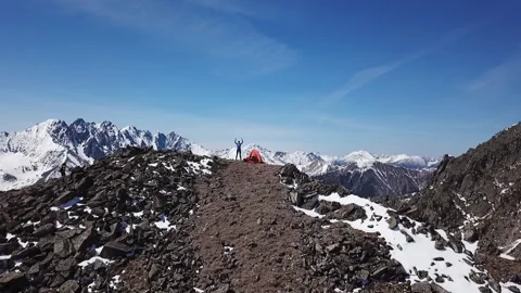 Epic Aerial Flight Over Mountain Ridge Clouds And Mist Crawling Over Rocks Stock Footage 112000260