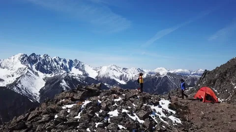 Epic Aerial Flight Over Mountain Ridge Clouds And Mist Crawling Over Rocks Stock Footage 123401141