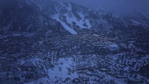 Epic aerial hyper lapse panorama of cinematic Aspen downtown, Colorado USA 4K Stock-Footage 168157134