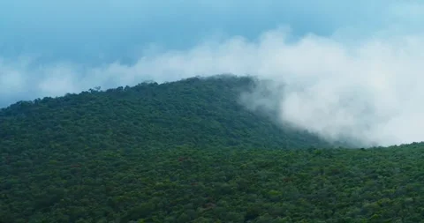 Epic Aerial of Mountain Layers with Dense Fog and Sunset Glow Indonesia Stock-Footage 331708407