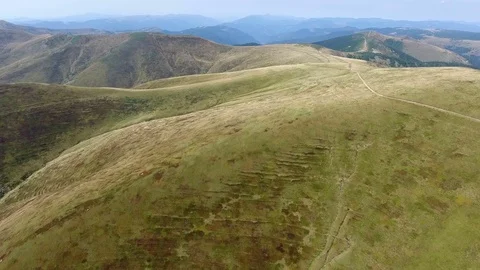 An epic aerial panoramic scenic view of a Carpathian region in Ukraine Stock Footage 84946940