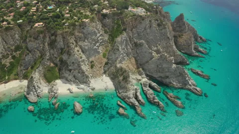 Epic Aerial shot of cliffs and blue sea in Calabria Italy IT CAL DJI 0464 A GR 動画素材 143296736