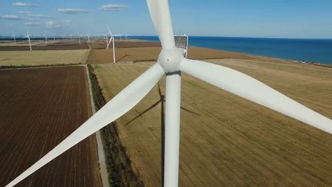 Epic Aerial shot of wind wheel. Wind energy / wind power / wind turbine Stock Footage 80276795