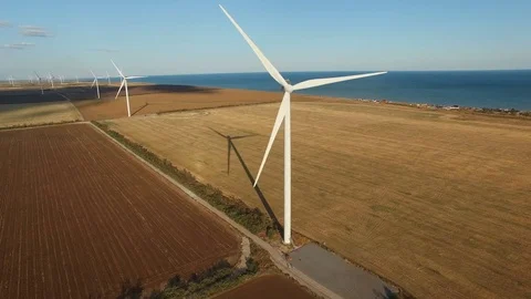 Epic Aerial shot of wind wheel. Wind energy / wind power / wind turbine Stock Footage 80292597