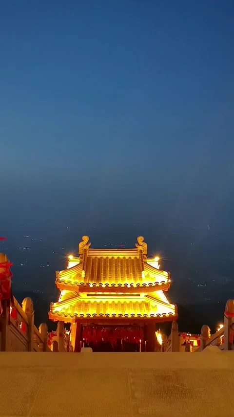 Epic Aerial Time-lapse of Ancient Temple and Mountain Ridges at Mount Tai, C Stock Footage 329348464
