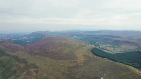 Epic aerial view of Black Mountain and Twyn Llech, famous hiking location i.. Stock Footage 342652268