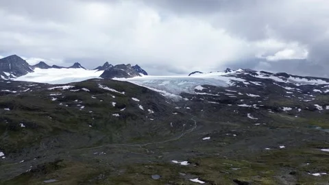 Epic Aerial View Of Ice Caps In Jotunheimen National Park Stock Footage 255158463