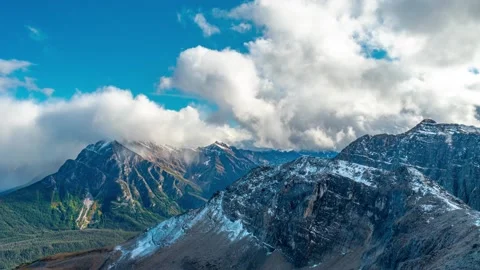 Epic Alaskan Mountain Summit With Snowy Peaks Time Lapse 4K Stock Footage 134664253
