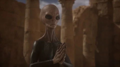 Epic alien rituals to bring back the pharaonic queen to life Stock Footage 292617047