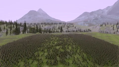 Epic ancient war animation shows massive armies - Warrior Battle and Army Clash Stock Footage 339646827