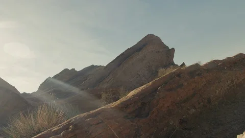 Epic Angled Rock Formation Vasquez 1 Stock Footage 90422503