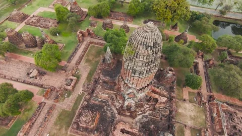 Epic Ayutthaya drone aerial FPV broll Stock Footage 270042425