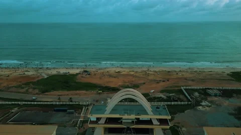 Epic backwards Aerial view of BLACK SATR SQUARE Stock Footage 220312379