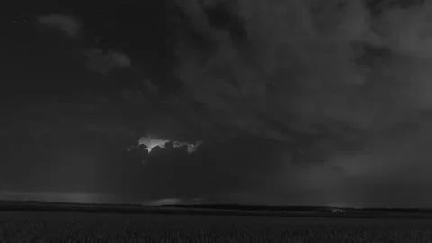 Epic Black and White Timelapse of Growing Thunderstorm with Lightning 4K UHD Stock Footage 304960954