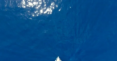 Epic blue sea view with white sailboat entering the shot from the bottom. White Stock Footage 64105282