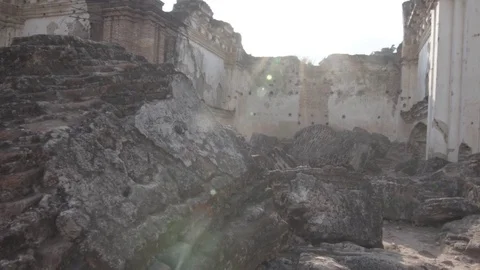 Epic Broken Boulders in Old Church Stock Footage