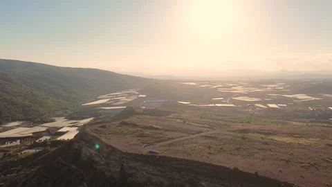 Epic Cinematic Drone View of Two Powered Paragliders Flying Over Dramatic Stock Footage 346800928