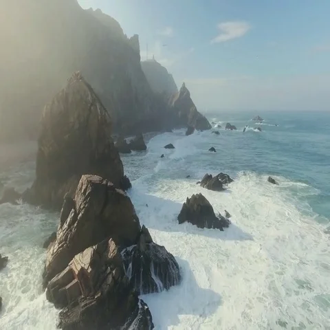 Epic Cliffs and Ocean Waves View Stock Footage 69709452