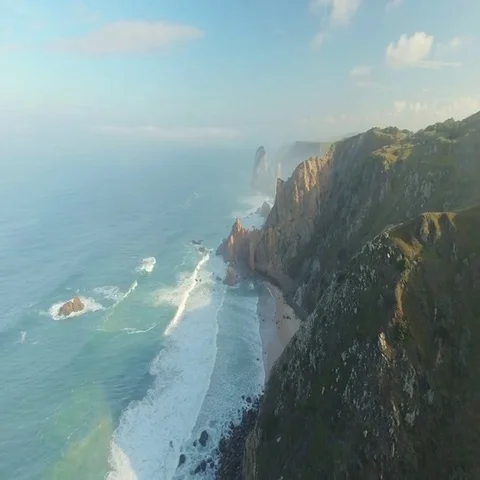 Epic Cliffs and Ocean Waves View Stock Footage 69709671