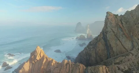 Epic Cliffs and Ocean Waves View Stock Footage 69710235