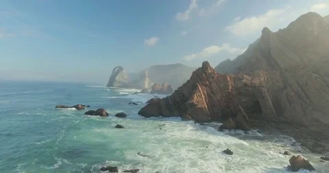 Epic Cliffs and Ocean Waves View Stock Footage 69716057