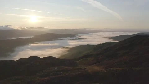 Epic Cloud Inversion in the Langdale Valley at Sunrise. Stock Footage 169527376