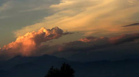 Epic clouds and sunset in Himalayan mountains of Nepal Stock Footage 39833447