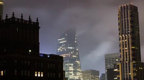 Epic Clouds Blow past the Tall buildings in Manhattan Cityscape Timelapse Stock Footage 60700196