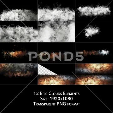 Epic Clouds Elements In Transparent PNG PSD Template