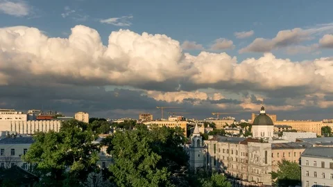 Epic Clouds over City Stock Footage 70854452