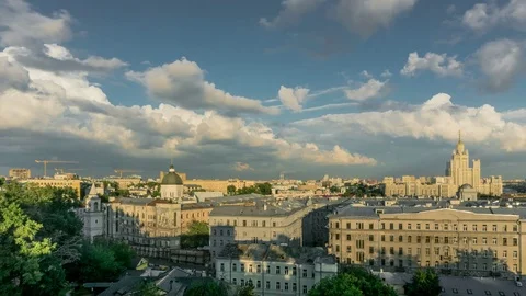 Epic Clouds over City Stock Footage 70855448