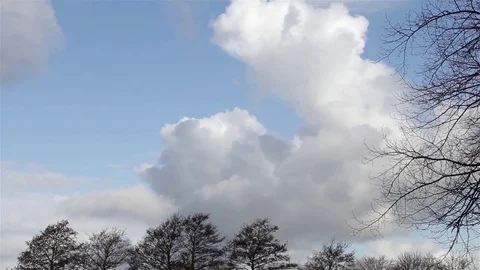 Epic Clouds over Trees Fields and an English Country Lane in Picturesque Nature  Video stock 73034248