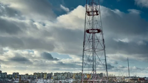 Epic Cloudscape timelapse. winter Cityscape with dramatic clouds, Skyscrapers Stock Footage 125666600