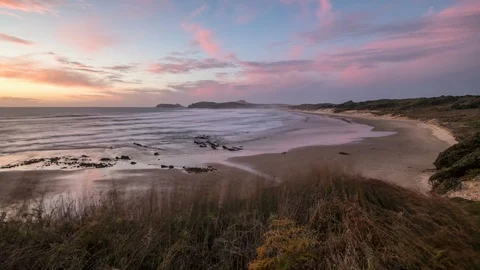 Epic colors of sunset over ocean beach Time lapse Stock Footage 102617384
