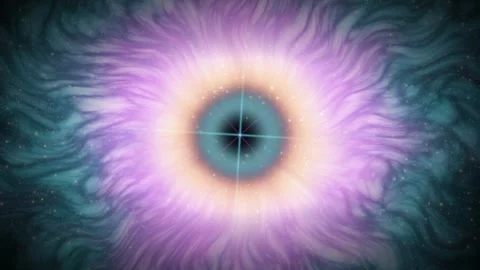 Epic Cosmic Eye Singularity with Purple Plasma Nebula and Glowing Core Loop Stock Footage 346215722