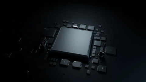 Epic CPU attachment on a printed circuit board. semiconductor industry concep Stock Footage 228606033