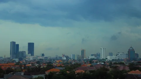 Epic Cumulonimbus Clouds Hyperlapse before a Heavy Rain in Surabaya Stock Footage 129237755