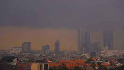 Epic Cumulonimbus Clouds Hyperlapse before a Heavy Rain in Surabaya Stock Footage 129374335