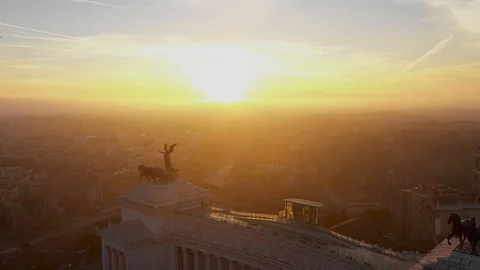 Epic Dawn - Discover Altare della Patria - Venice plaza - Colosseum Stock Footage 99004012