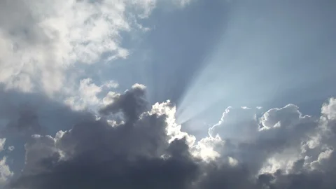Epic Dramatic Cinematic Blue Sky White Clouds and sunlight, Time Lapse Stock Footage 101265937