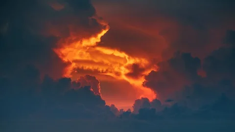 Epic dramatic storm tropical clouds sunset sky. 4K UHD Timelapse. Stock Footage 128535237