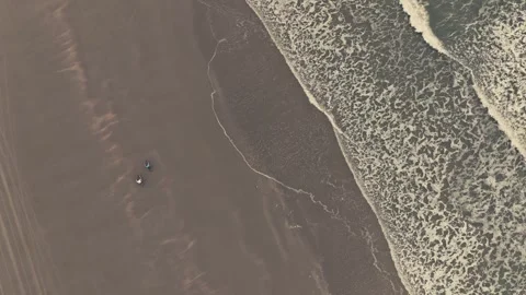 Epic Drone Aerial shot of Beach overhead waves South Carolina Stock Footage 280508002