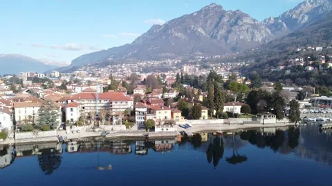 Epic Drone Aerial Shot Getting closer to small village Stock Footage 170724118