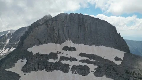Epic Drone Approach Toward Stefani Peak North Face with Snowfields and Mount Stock Footage 340322633
