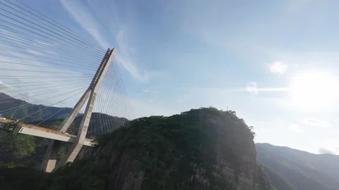 Epic Drone Flyover of Baluarte Bridge in Mexico’s Sierra Madre Mountains Stock Footage 305878120