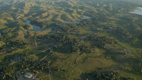 Epic Drone Shot of Asian Rice Fields and Mountains Stock Footage 128663739