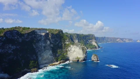 Epic Drone Shot of Banah Cliff at Nusa Penida, Bali - Indonesia Stock Footage 113704784