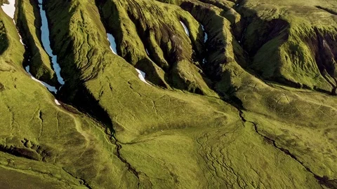 Epic Drone Shot Over Epic Scale Rock Formations In Iceland Volcanic Land Texture Stock Footage 83567098